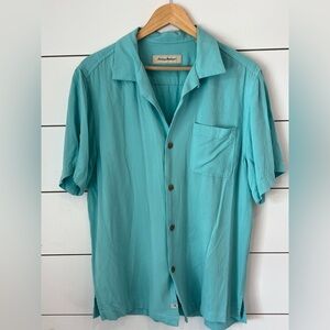 Tommy Bahama Men's Short-Sleeve Camp Shirt in Aqua Medium